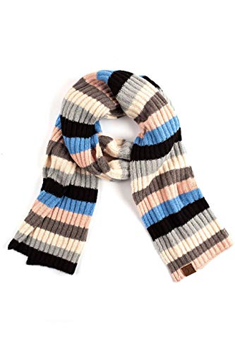 Women's Brilliant Multi Color Striped Knit Winter Fall Warm Oblong Scarf