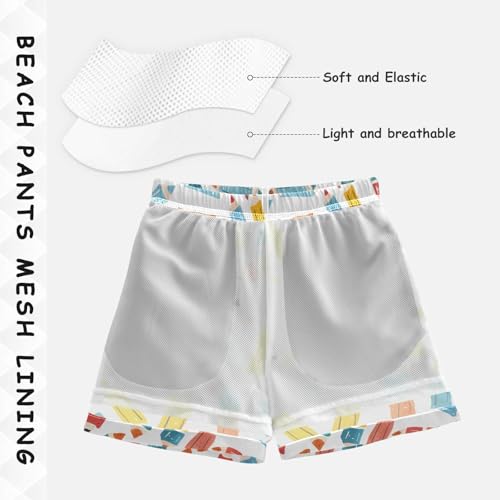 ALAZA Funny Pencil Boys Quick Dry Beach Board Shorts Kids Swim Trunks Bathing Suit Swimsuit 5T Multicolor4