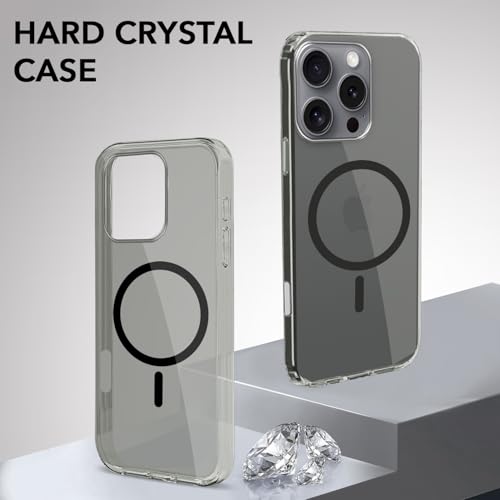 Image of Jkobi Lifetime Anti-Yellow MagSafe Compatible Clear Back Cover Case for Apple iPhone 16 Pro (Sleek Hard Crystal | Shockproof and Camera Protection)
