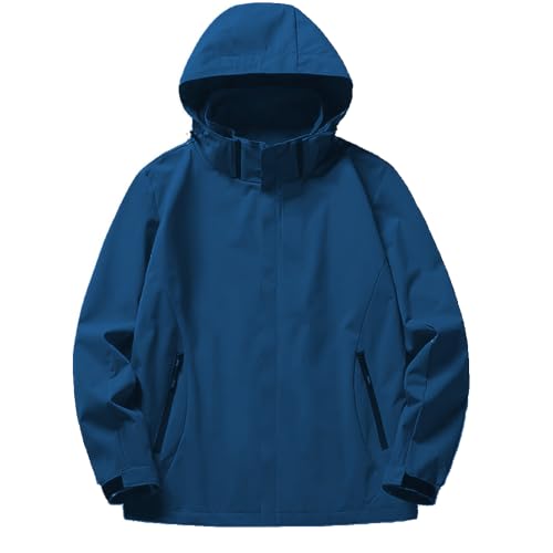 Image of Men's Waterproof Windbreaker with Removable Hood Lightweight Rain Coats for Casual Hiking Cycling
