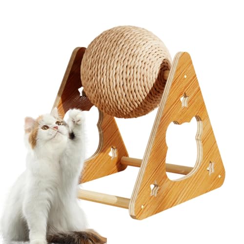 Juguete rascador para gatos, rascador interactivo para gatos, rueda de ejercicio con marco de madera, lugar de relajación vertical para jugar en interiores, entrenamiento de gatitos, aburrimiento