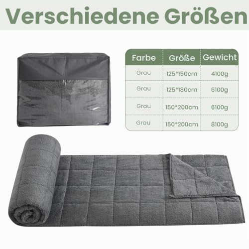 Good Nite Gewichtsdecke 4 kg Weighted Blanket Schwere Decke zum Schlafen Erwachsene Grau 125 x 150 cm Kuscheldecke Gewichtsdecke Flauschige… – Ansicht 4