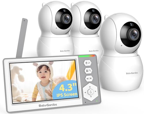 Baby Monitor with 3 Cameras Standby for 23-Hour Battery, Rem