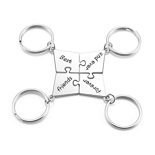 PESOENTH Best Friends Gifts KeyChains for 4, Girls Friendship Keychain Women Jigsaw Puzzle piece Key Chain BBF Friendship Key Chain Key Ring for friend Birthday Christmas Gifts