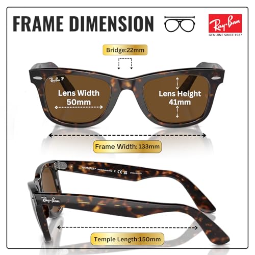 Image of Ray-Ban RB2140 ORIGINAL WAYFARER CLASSIC Square Shape Sunglasses for Men & Women with Official Eyewear Kit