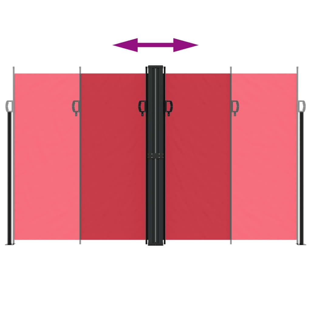 Tenda laterale estensibile, colore rosso, 200 x 1000 cm, resistente ai raggi UV, impermeabile, per balcone, terrazza, protezione da sguardi indiscreti, mobili da giardino, protezione dal