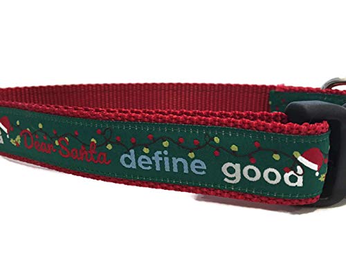 Christmas Dog Collar, Caninedesign, Snowflakes, Red, Green,
