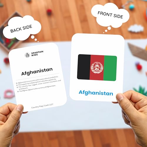 Image of SPARTAN KIDS Premium Country Flags Flash Cards for Kids | Easy & Fun Way of Learning