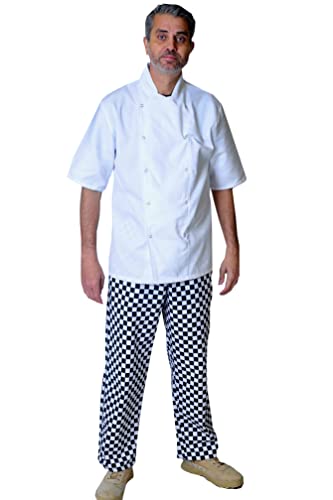 IBEX Professional White Half Sleeves Chef Jacket Cooks Restaurant Staff Food Service Caterers Bakers Chef Coat XS