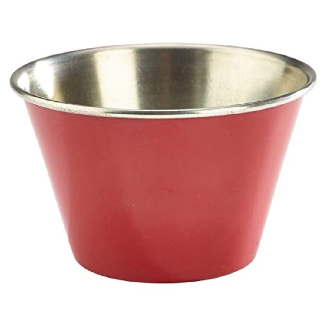 Genware NEV-RAMST6R Stainless Steel Ramekin, 6 oz., Red