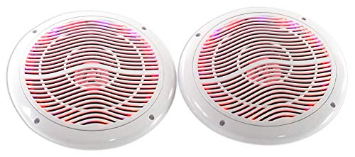 Image of 2 RockvilIe RMC65LW 6.5 inch 600w White Waterproof Hot Tub Speakers w /LED's+Remote