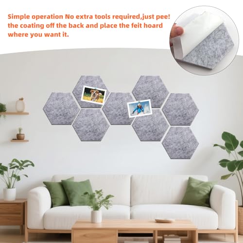 10 Stück Sechseckige Kork-Pinnwände, Selbstklebende Memo-Tafeln + 40 Pinnnadeln – Dekoration für Fotos Memos Wohnzimmer
