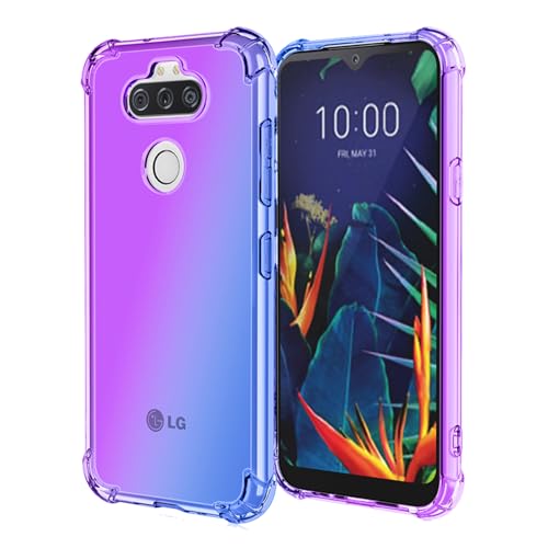 OEURVQO Case for LG K31 Aristo 5 Plus Phoenix 5 Fortune 3 Risio 4,Clear Cute Gradient Colorful Slim Soft TPU Shockproof Bumper Anti-Scratch Protective Phone Cover for LG k31,Purple Blue