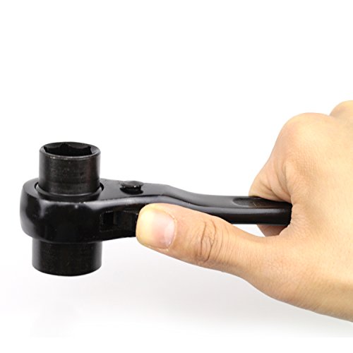 DYWISHKEY 19/22mm Scaffold Podger Ratchet Spanner Site Ratcheting Socket Wrench (Black)