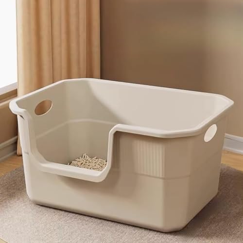 SENKAR 猫用トイレ 大型 オープン 一体型トイレ 大型猫 多頭飼い 掃除簡単 飛散防止 飛び散り防止 シンプルデザイン 組み立て不要 多頭飼いに最適