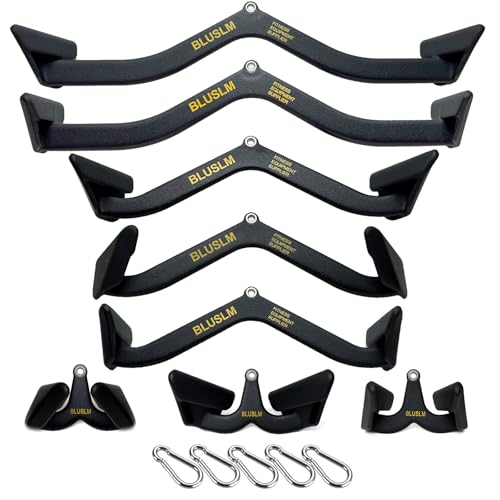 LAT Pulldown Attachments, LAT Bar Cable Machine Attachment, T-bar V-bar, LAT Pull Down Bars , Back Tricep Bar Strength Training Handle for Home Gym Fitness (8 Pieces)