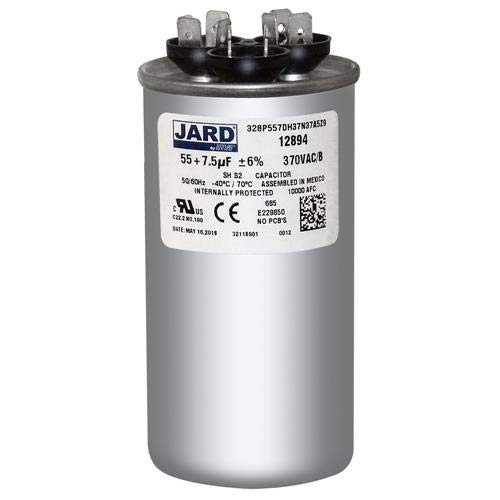 (2) Pack, 55 + 7.5 uF x 370 VAC - Jard # 12894 Round Dual Run Capacitor