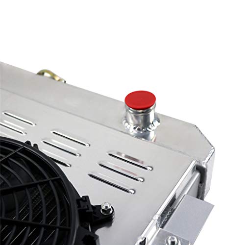 Primecooling 52Mm 3 Row Core Aluminum Radiator +2X12" Fan W/Shroud For Jeep Cj5 Cj6 Cj7 1972-86, Cherokee J10 Commando 1973-75 #TOP4