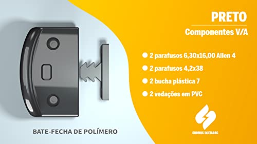 Bate Fecha em Polimero V/A cor Preto Brilho