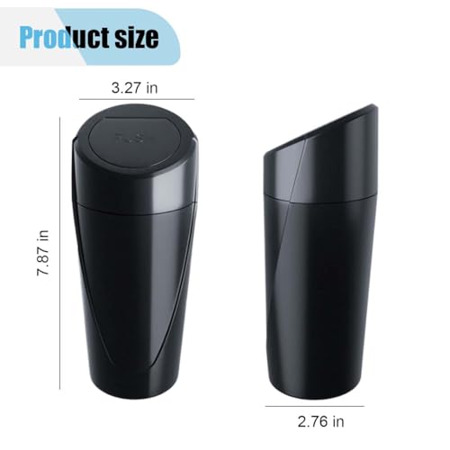Image of Car Trash Can Bin with Lid, Portable Leakproof Automotive Garbage Can Bin, Car Cup Holder Trash Can with 1 Roll Trash Bags, Mini Car Storage Interior Accessories for Car, Vehicle, Office, Home (2PCS)