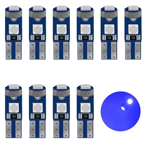 SUCANY T5 LED Bombillas,2721 27 37 286 PC73 PC74 LED Bombilla,12V 20LM 0.4W 3SMD 3030 Chips,Adecuado para la sustitución de la luz del salpicadero del automóvil (Azul-10 Piezas)