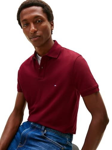 Image of Tommy Hilfiger Men's Short Sleeve Polo Shirts in Regular Fit With Stretch and Organic Pique Cotton