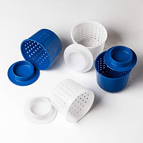 Cheese Making Kit with Molds and Press Follower - 4 Pieces, Blue and White