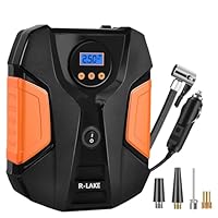 Kompressor 12v, Rragbare Luftkompressor Autoreifenpumpe mit 3 Düsenadaptern und Digitalen LED Leuchten für Autoreifen und Andere Aufblasbare Produkte