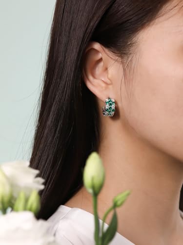 Moissanite Emerald Ruby Sparkle Chunky Wide Hoop Earrings for Women, Solid 925 Sterling Silver, Gorgeous Half Hoop Earrings, Christmas Anniversary Mother's Day Jewelry2