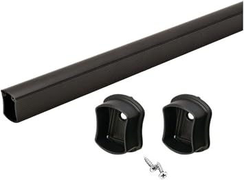 TAG Hardware Wardrobe Closet Rod Concave Shape with End Supports and Protective Cap Black 48 INCH LONG
