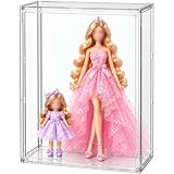 Clear Doll Display Case Compatible with Barbie Dolls, 10.6 x 5.1 x 14 Inch Acrylic Storage Box with Magnetic Door, Dustproof Stackable Wall-Mounted Doll Case for Collectible Dolls & Figures
