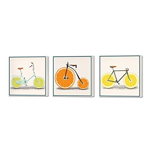 ArtBones Lemon Bike Bicycle Picture Canvas Wall Art Kitchen Orange Fruit Food Pictures