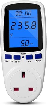 Power Meter Energy Monitor Plug,Tapsin Energy Monitor Backlight LCD Display