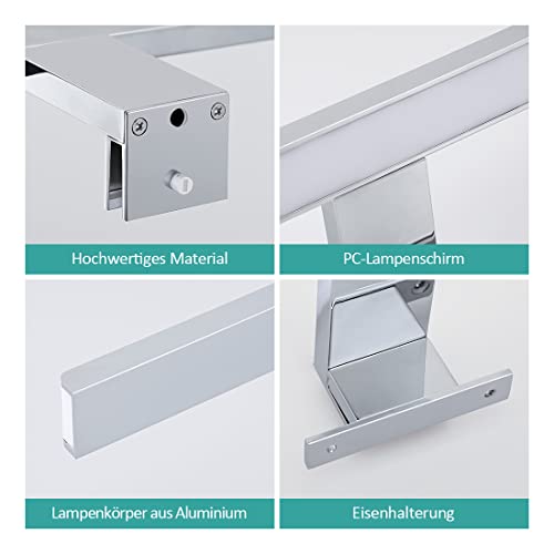 EMKE Spiegelleuchte Badezimmer Spiegellampe 40cm 8W IP44 Badleuchte 4200k, LED Spiegellampen Spiegel Badezimmerschrank, Badspiegelleuchten Badezimmer Spiegellampe für das Bad Chrom