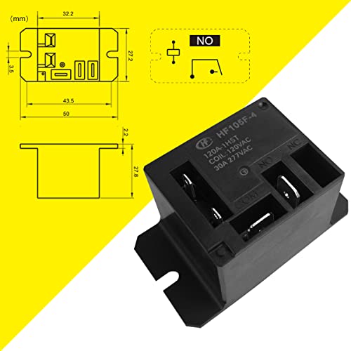 Abxlniu 2Pcs Power Relay Ac120V Coil, 30 Amp, Spst Relay For Water Heater, Hf105-8X #TOP1