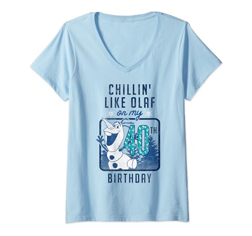 T-shirt Reine des Neiges Olaf 40th Birthday col V pour femme