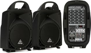 Wireless ready for high-quality behringer digital wireless microphone system (not included) Ultra-compact two x 150 w, six channel portable pa system in a briefcase Extremely powerful 8'' woofers and 135'' aluminum-diaphragm compression drivers for i...