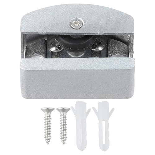JoyousMall Sistema de riel de piso para puerta corrediza de vidrio, guía de aleación de zinc ajustable con forro de felpa para puertas de 5 a 14 mm, base de pista de reducción de ruido para cabina de