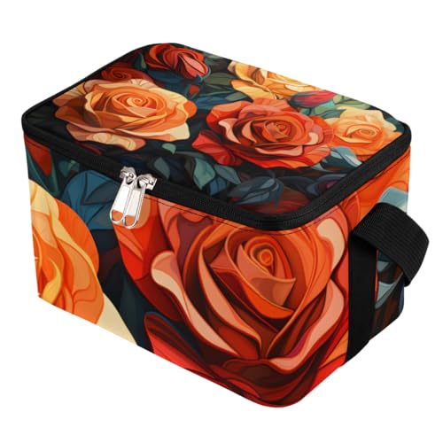 GzLeyigou Lunch Bags for Women Men 9 Cans,Botanical Floral Hot & Cold Food Delivery Bag Insulated Grocery Bag Insulated Lunch Box Roses Cooler Bag for Office Work Picnic Beach