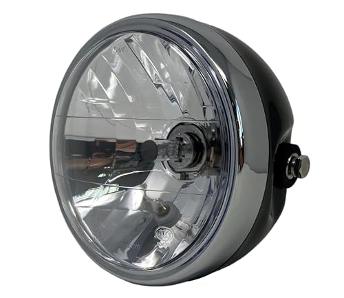 A Medida Faro De La Moto - Universal - Negro Metal Para Cafe Racer Bici Calle Project - Marca E