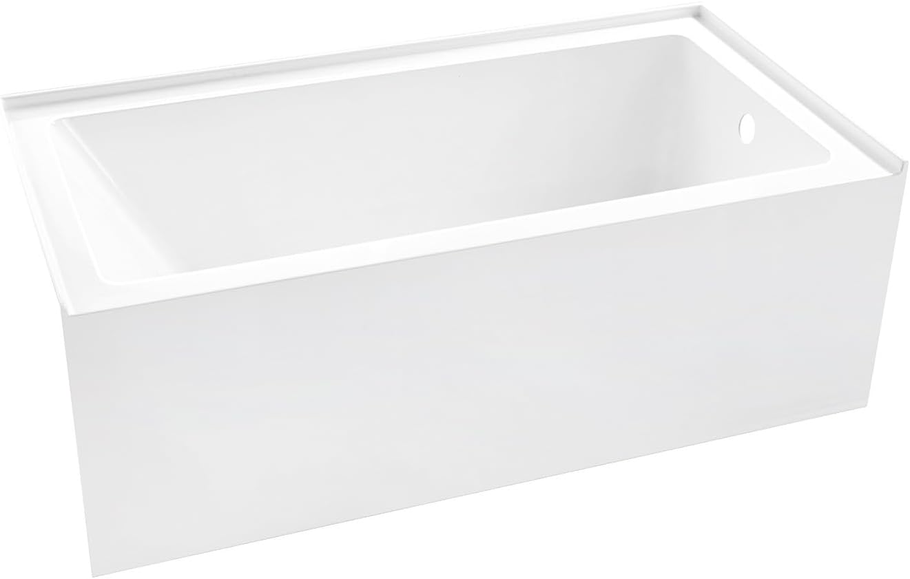 Aqua Eden VTAP6031R22T 60-Inch Anti-Skid Acrylic 3-Wall Alcove Tub with Right Hand Drain Hole, Glossy White