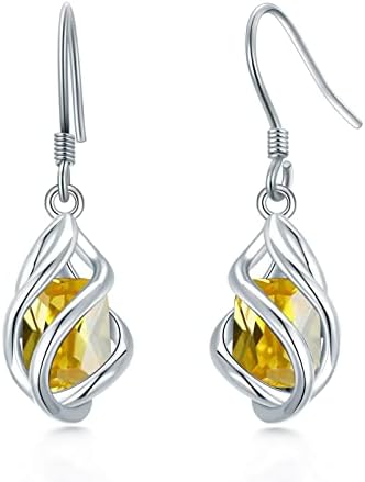Citrine Earrings 925 Sterling Silver November Birthstone Dangle Drop Earrings for Women Birthday Anniversary Fine Jewelry for Women Girls