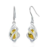 Citrine Earrings 925 Sterling Silver November Birthstone Dangle Drop Earrings for Women Birthday Ann