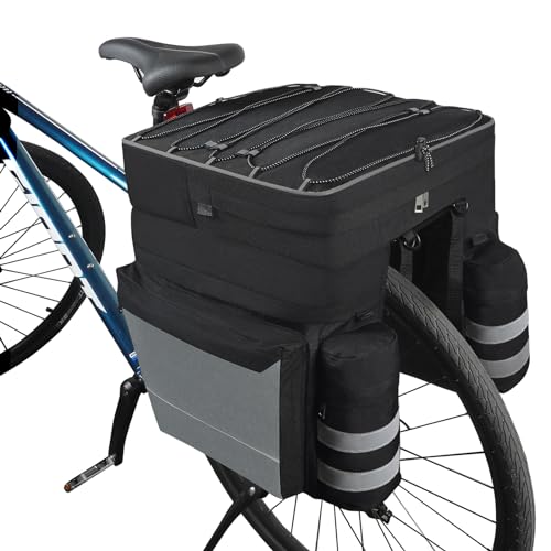 Bike Trunk Bag 25L,68L, Commuting, Camping and Outdoor Multifuction Commuter Saddle Bags with Rain Cover (Black)