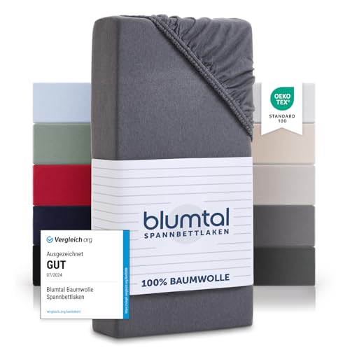 Blumtal® Baumwolle Spannbettlaken 90x200 cm Basics Jersey - Bettlaken 90x200 cm - OEKO-TEX zertifiziertes Spannbetttuch 90x200 cm - Matratzenbezug 90x200...