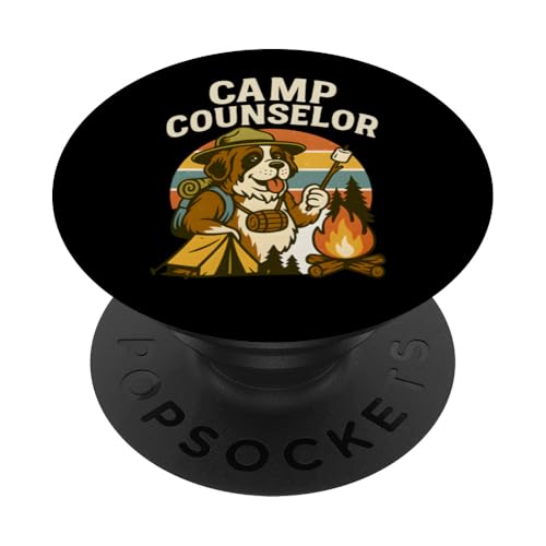 Camp Counselor Funny Dog Campfire Diseño al aire libre PopSockets PopGrip Adhesivo