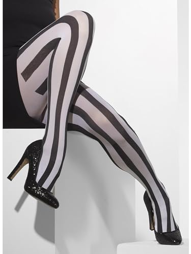 Smiffys strumpbyxor, svarta och vita, randiga