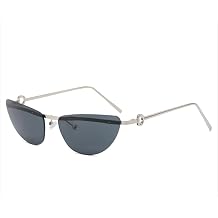 Rimless Cat-Eye Sunglasses for Women - Metal Frame with Decorative Ring Detail, UV Protection Tinted Lenses
