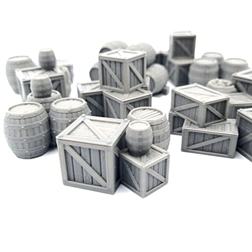 QP3D - Crates and Barrels Scatter Terrain - Fantasy Wooden Chest Merchant Goods for Tabletop Scenery & RPG 28-32mm Miniatures Wargame Props DnD D&D, 3D Printed and Paintable - Image 3
