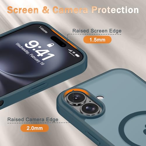Image of YENAPOON for iPhone 16 Plus Case, Matte Magnetic Phone Cover [with 1 Screen Protector] [Support for MagSafe] [Shockproof Military Grade Protection] Translucent Frosted Back, Lavender Gray